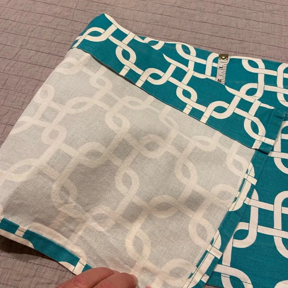 Teal Geometric Window Valance Curtain 36” Wide Kitchen Bath